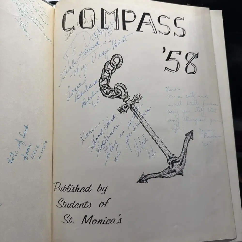 1958 St. Monica Catholic High School Yearbook Compass St. Santa Monica CA Annual